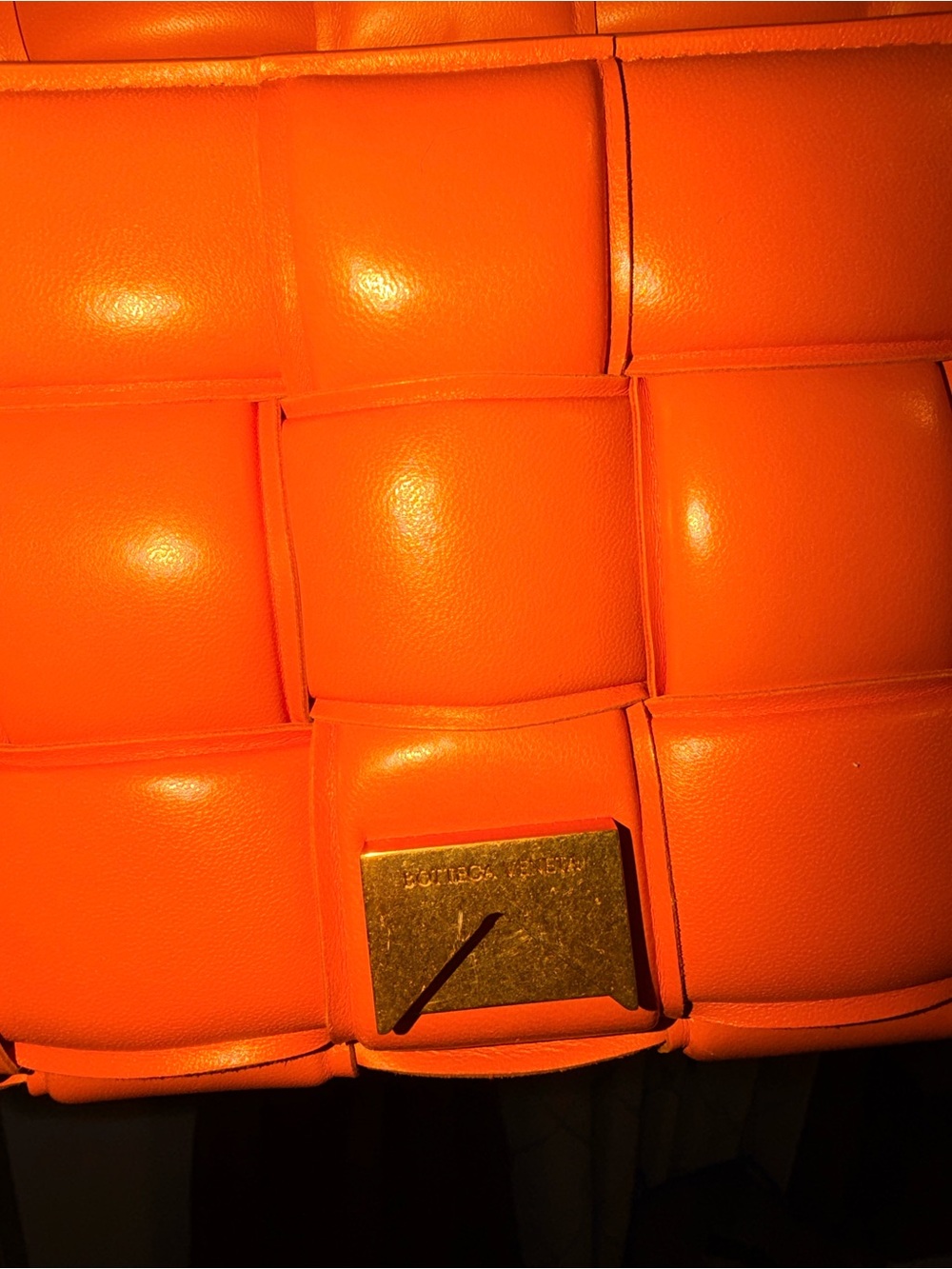 Bottega Veneta Orange Intrecciato Padded Leather Clutch - Picture 6 of 9